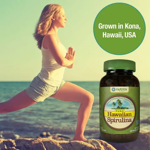 Tảo xoắn Nutrex Hawaii Hawaiian Spirulina 500mg - Thực phẩm chức năng tăng cường miễn dịch và sức khỏe toàn diện, 100% thiên nhiên