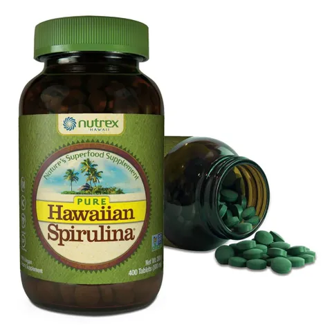Tảo xoắn Nutrex Hawaii Hawaiian Spirulina 500mg - Thực phẩm chức năng tăng cường miễn dịch và sức khỏe toàn diện, 100% thiên nhiên