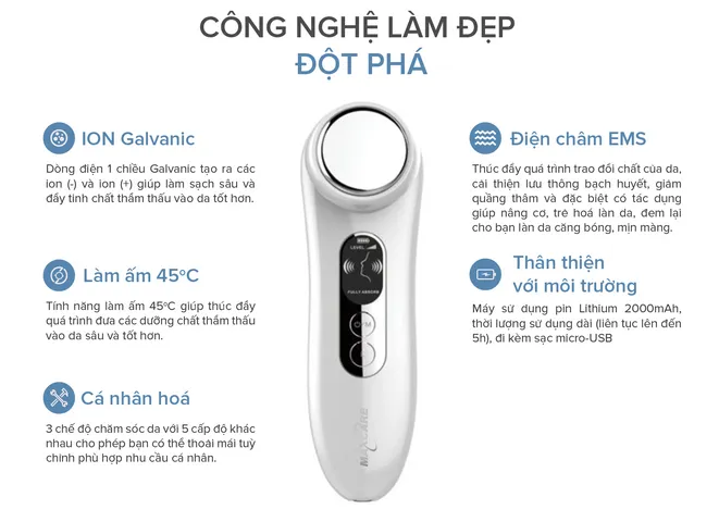 Máy Massage Ion Dưỡng Trắng Maxcare Max888 - Thiết Bị Làm Đẹp Chuyên Nghiệp Tăng Cường Thẩm Thấu Dưỡng Chất Cho Da Sáng Khỏe