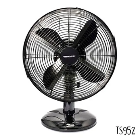 Quạt Bàn Tiross 4 Cánh Cao Cấp Màu Đen - Thiết Kế Sang Trọng, Công Suất 45W-50W, Làm Mát Hiệu Quả Mùa Hè