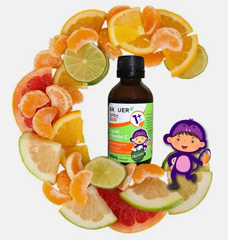 Vitamin C Brauer dạng nước 100ml cho bé trên 1 tuổi - Hỗ trợ tăng cường sức đề kháng, hấp thụ dưỡng chất tự nhiên, dễ uống.