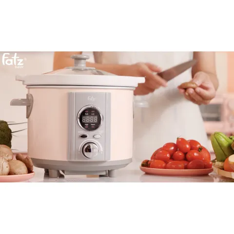 Nồi Nấu Chậm Hẹn Giờ Thông Minh Fatzbaby Slow 4 - Nồi Nấu Cháo Cho Bé Chất Liệu Sứ Ceramic An Toàn, Tiện Lợi