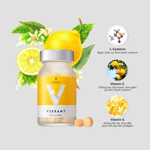 Viên Uống Trắng Da Toàn Thân Sakura Vibrant - Chiết Xuất Yuzu Nhập Khẩu Nhật Bản, Hỗ Trợ Làn Da Sáng Hồng Tự Nhiên 150 Viên
