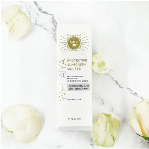 Bọt Chống Nắng Trắng Da Weilaiya Protective Sunscreen Mousse SPF 30+ - Dưỡng Trắng, Bảo Vệ Da Khỏi Tia UV, Không Nhờn Rít, 80ml