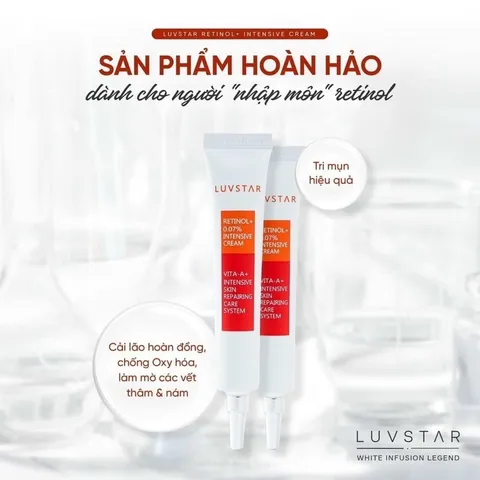 Kem Dưỡng Ẩm Luvstar Retinol+ 0.07% Intensive Cream - Chống Oxy Hóa, Cải Thiện Đốm Nâu, Nuôi Dưỡng Da Trắng Hồng Tự Nhiên