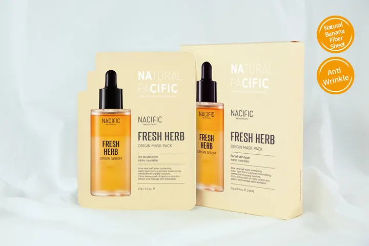 Mặt Nạ Dưỡng Ẩm Trẻ Hóa Da Nacific Fresh Herb Origin Mask - Combo 5 Miếng Cấp Ẩm, Cải Thiện Nếp Nhăn, Làn Da Sáng Khỏe