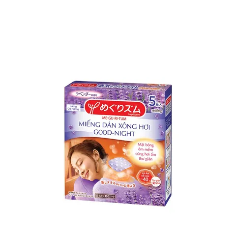 Miếng Dán Nóng Xông Hơi Ngủ Ngon MegRhythm Good-Night - Giải Pháp Thư Giãn Cho Cổ Đau, Nhiệt Độ 40°C, Hương Oải Hương, Hỗ Trợ Ngủ Sâu