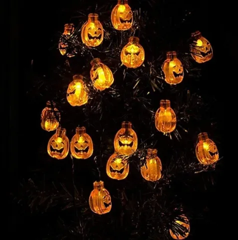 Dây đèn LED bí ngô 2,5m trang trí Halloween - 12 bóng phát sáng dễ thương, dùng pin tiện lợi cho không gian lễ hội