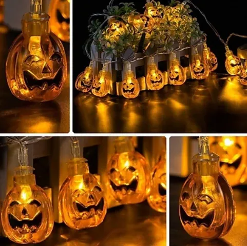 Dây đèn LED bí ngô 2,5m trang trí Halloween - 12 bóng phát sáng dễ thương, dùng pin tiện lợi cho không gian lễ hội