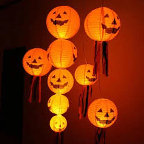 Đèn Lồng Bí Ngô Giấy Nilong Trang Trí Halloween - Độc Đáo, Bền Bỉ, Phù Hợp Treo Ngoài Trời, Tạo Không Gian Huyền Ảo