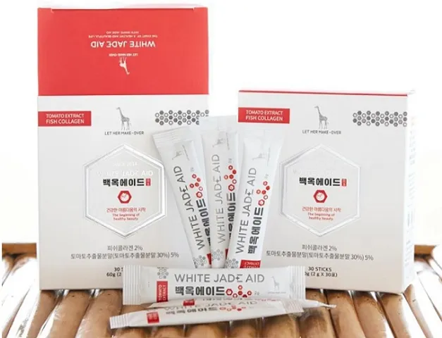 Bột Uống Trắng Da White Jade Aid Hàn Quốc - Hỗ Trợ Collagen, Giảm Nám và Tàn Nhang, Da Trắng Sáng Khỏe Mạnh