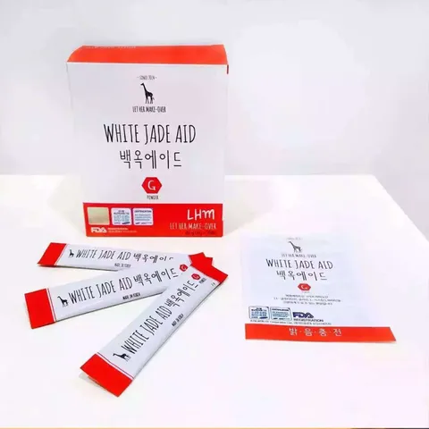 Bột Uống Trắng Da White Jade Aid Hàn Quốc - Hỗ Trợ Collagen, Giảm Nám và Tàn Nhang, Da Trắng Sáng Khỏe Mạnh