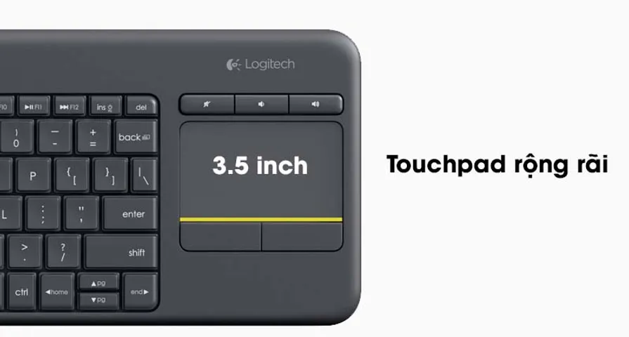 Bàn phím không dây điều khiển từ xa Logitech K400 PLUS - Phụ kiện máy tính tích hợp bàn di chuột, kết nối Bluetooth, thiết kế tiện dụng
