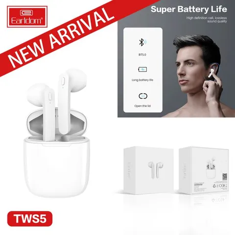 Tai nghe Bluetooth Earldom TWS5 - Âm thanh tuyệt vời, sử dụng liên tục 3 giờ, kết nối ổn định, thiết kế gọn nhẹ, công nghệ V5.0.