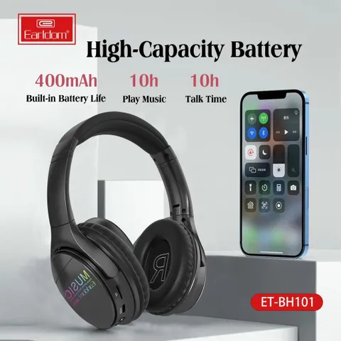 Tai nghe chụp Bluetooth không dây Earldom BH101 - Âm thanh chất lượng cao với đèn LED 7 màu tự động theo nhạc, thời gian sử dụng 10 giờ