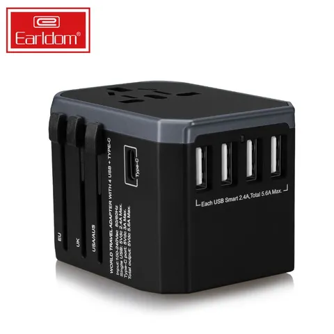 Ổ cắm USB 3in1 Earldom LC9 - 4 Cổng Sạc Nhanh Chóng Cho Mọi Thiết Bị, Chất Liệu Cao Cấp, Tiện Dụng, Đen