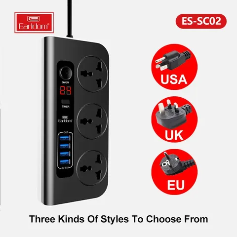 Ổ cắm Earldom ES-SC02 - Thiết Bị Nhiều Cổng Tích Hợp USB cho Điện 240V AC 50-60Hz - Phụ Kiện Thông Minh Tiện Lợi
