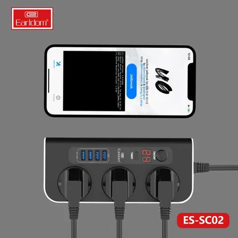 Ổ cắm Earldom ES-SC02 - Thiết Bị Nhiều Cổng Tích Hợp USB cho Điện 240V AC 50-60Hz - Phụ Kiện Thông Minh Tiện Lợi