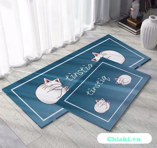Bộ 2 Tấm Thảm Bếp Chống Trượt - Họa Tiết Độc Đáo, Kích Thước Lớn, Chất Liệu Siêu Thấm Hút Nước, Trang Trí An Toàn Cho Không Gian Sống