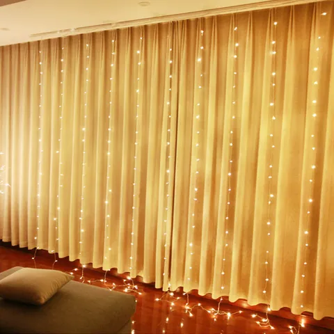 Bộ Dây Đèn LED Trang Trí Rèm Cửa Kèm Điều Khiển - Đèn Nhiều Màu Tạo Không Gian Lãng Mạn Cho Phòng Ở nhà, Tiệc Tại Gia