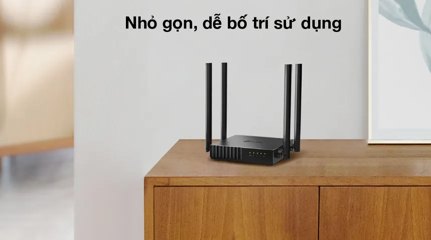 Bộ phát wifi AC1200 TP-Link Archer C54 - Router đen 4 ăng ten, tốc độ 300 Mbps, hỗ trợ 25-30 thiết bị, băng tần ổn định, đa kết nối.