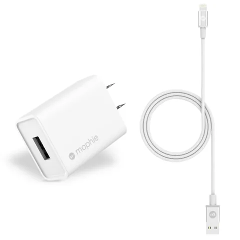 Bộ sạc Mophie 10W USB-A to Lightning cho iPhone/iPad - Sạc nhanh, tiện dụng, thay thế củ sạc Apple 5W, cáp Lightning 1M chất lượng cao