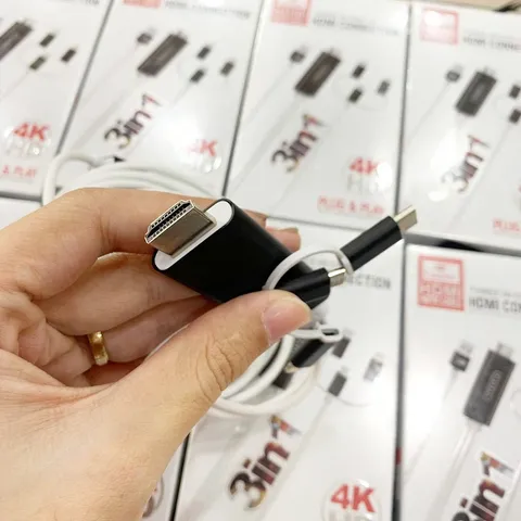 Cáp HDMI 3 đầu Earldom W13 4K - Chuyển hình ảnh Lightning, Micro, Type-C từ Điện thoại lên Tivi, Màn hình, Máy chiếu