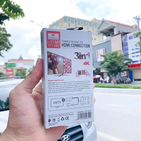 Cáp HDMI 3 đầu Earldom W13 4K - Chuyển hình ảnh Lightning, Micro, Type-C từ Điện thoại lên Tivi, Màn hình, Máy chiếu