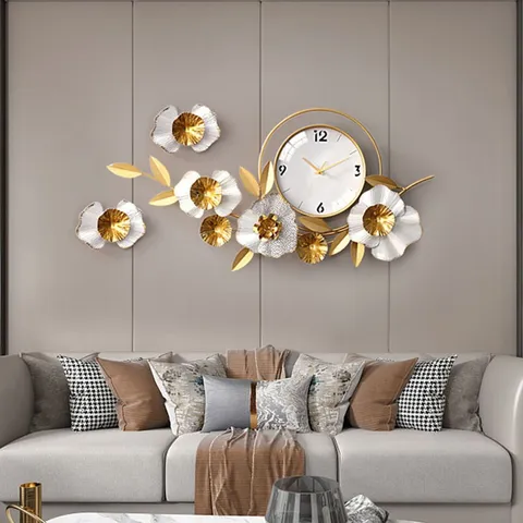 Đồng Hồ Treo Tường Decor Hoa Mai Vàng - Thiết Kế Hiện Đại, Sang Trọng, Kích Thước 93x45cm, Trang Trí Phòng Khách Ấn Tượng
