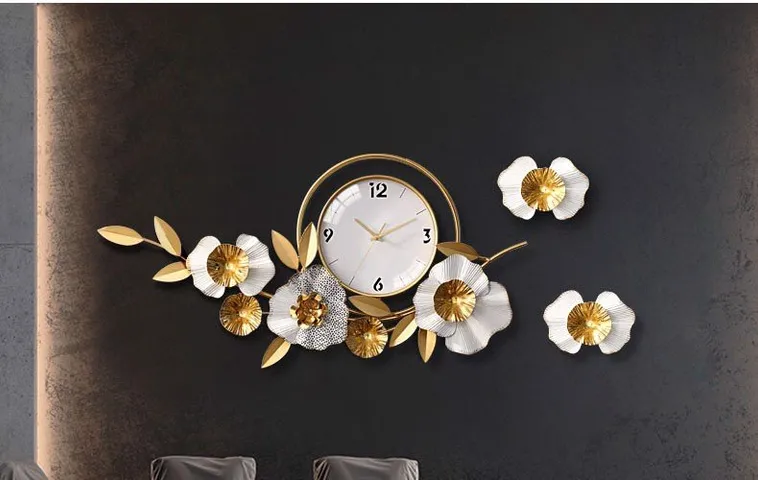 Đồng Hồ Treo Tường Decor Hoa Mai Vàng - Thiết Kế Hiện Đại, Sang Trọng, Kích Thước 93x45cm, Trang Trí Phòng Khách Ấn Tượng