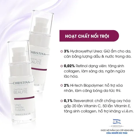 Huyết Thanh Trẻ Hóa Da Christina Vino Sheen Fusion 30ml - Serum Dưỡng Da Cấp Ẩm, Phục Hồi, Giảm Nhăn Hiệu Quả
