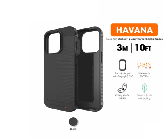 Ốp lưng Gear4 Havana Đen Chống Sốc - Bảo Vệ Tối Ưu cho iPhone 13, 13 Mini, 13 Pro, 13 Pro Max - Phụ Kiện Điện Thoại Cao Cấp