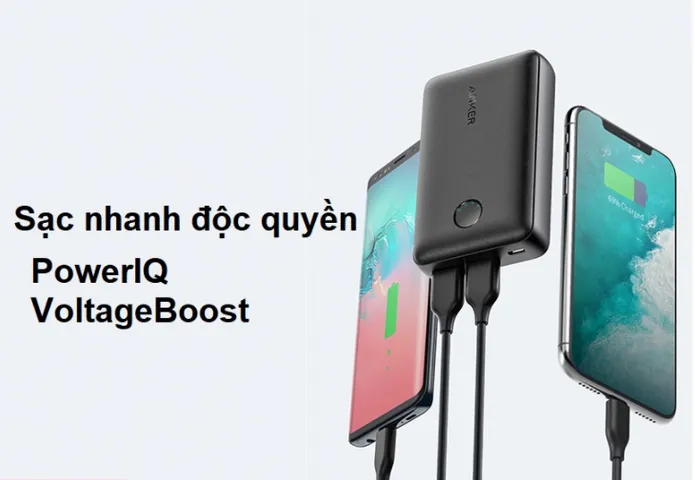 Pin Sạc Dự Phòng Anker A1223 PowerCore Select 10000mAh - Thiết Kế Nhỏ Gọn, Công Nghệ Sạc Nhanh PowerIQ 2.0, 2 Cổng USB