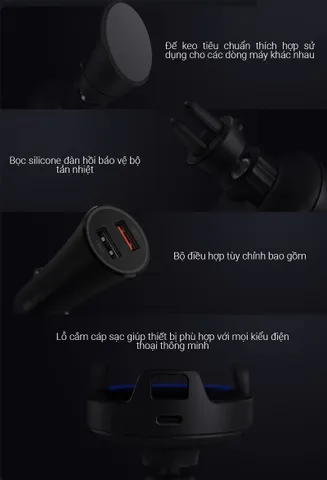 Sạc Không Dây Điện Thoại Trên Ô Tô Xiaomi WCJ02ZM 20W - Giá Đỡ Thông Minh, Sạc Nhanh 20W, Tương Thích Nhiều Smartphone