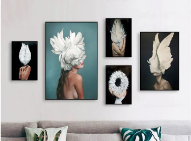 Set 5 Tranh Treo Tường Châu Âu Hiện Đại - Bộ Nghệ Thuật Trang Trí Sang Trọng Cho Phòng Khách, Phòng Ngủ Nội Thất Ấm Cúng