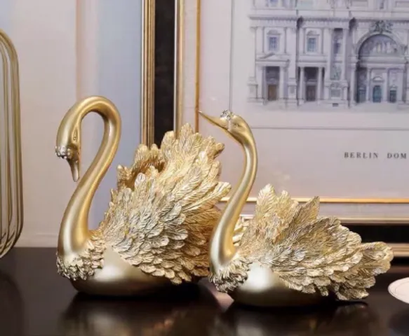 Tượng Decor Cặp Đôi Thiên Nga Cao Cấp - Trang Trí Phòng Khách Sang Trọng, Ý Nghĩa Biểu Tượng Tình Yêu, Chất Liệu Bền Đẹp