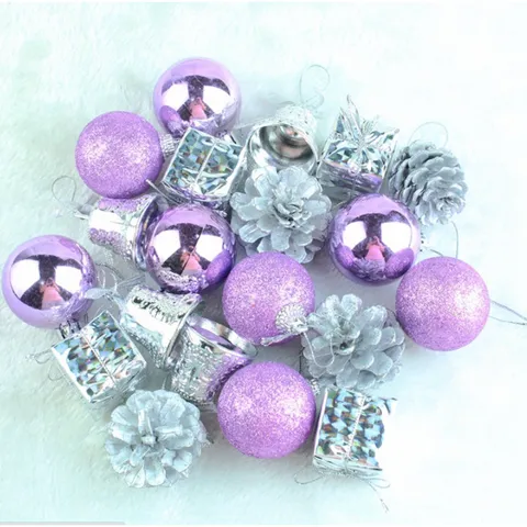 Hộp 20 Món Phụ Kiện Trang Trí Noel Tím - Quả Châu, Quả Thông, Chuông Đẹp Cho Không Gian Giáng Sinh Rực Rỡ