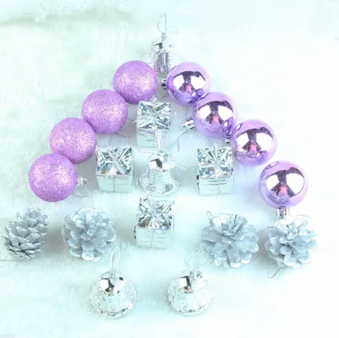 Hộp 20 Món Phụ Kiện Trang Trí Noel Tím - Quả Châu, Quả Thông, Chuông Đẹp Cho Không Gian Giáng Sinh Rực Rỡ