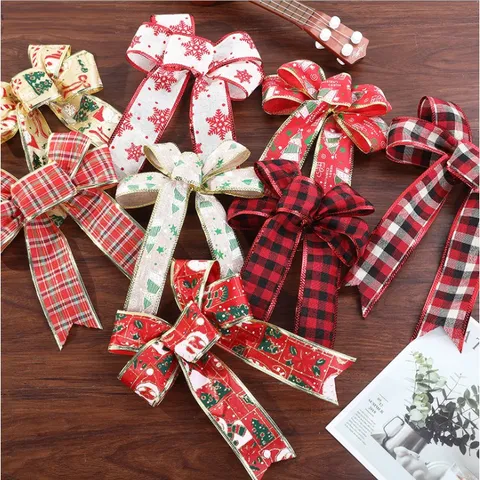 Set 3 Nơ Trang Trí Noel - Hình Hình Phù Hợp Dự Tiệc, Giáng Sinh, Lễ Hội, Vải Cao Cấp, Phụ Kiện Decor Nhà Cửa