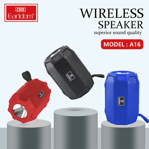 Loa Bluetooth Earldom A16 Tích Hợp Đèn Pin 2 Trong 1 - Âm Thanh Mạnh Mẽ, Thích Hợp Đi Ngoài Trời, Picnic, Tổ Chức Tiệc
