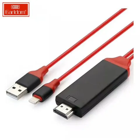 Cáp HDMI Earldom ET-W5 2m - Kết Nối iPhone, iPad Với TV Full HD 1080P, Chuyển Tín Hiệu Lightning Sang HDMI