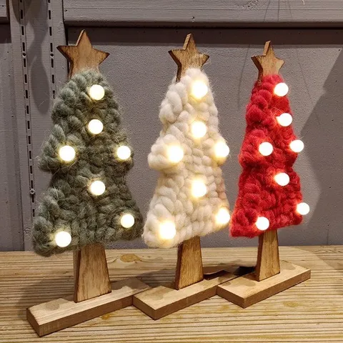 Cây Thông Noel Để Bàn Gỗ Có Đèn Trang Trí - Cây Thông Giáng Sinh Ấm Áp, Kiểu Dáng Hiện Đại Cho Trang Trí Nhà Cửa
