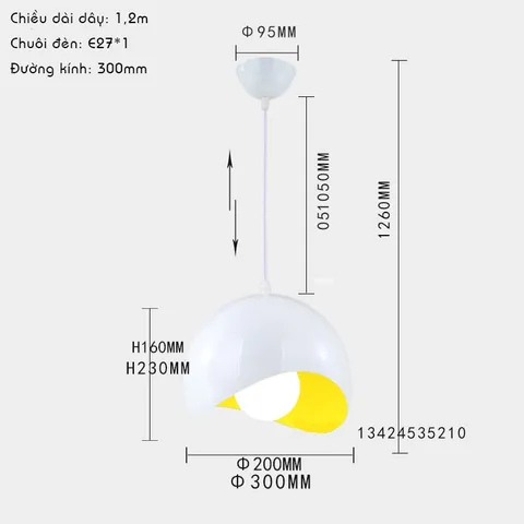 Đèn Trang Trí Thả Trần Hình Quả Trứng 30cm - Đèn LED Thiết Kế Đơn Giản Phù Hợp Quán Cà Phê, Bar, Nhà Hàng, Phòng Khách