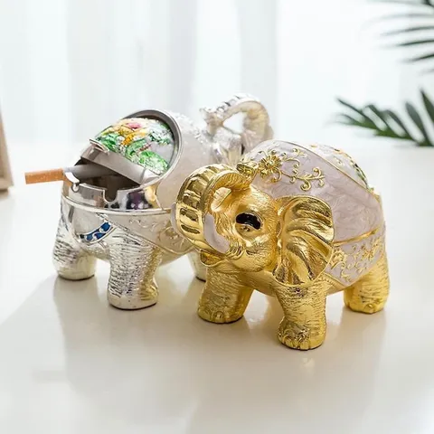 Gạt Tàn Hoàng Gia Voi Thái Tân Cổ Điển - Trang Trí Sang Trọng Với Hoa Văn Tinh Tế, Chất Liệu Hợp Kim Bền Bỉ