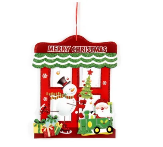 Hình treo trang trí Giáng sinh vui nhộn - Ông già Noel và người tuyết độc đáo, thiết kế nhiều màu sắc cho không gian ấm áp