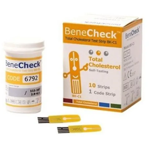 Hộp 10 Que Thử Cholesterol - Benecheck 3 in 1, Dụng Cụ Theo Dõi Sức Khỏe Chính Xác, Tiện Lợi, Hỗ Trợ Ăn Uống Lành Mạnh