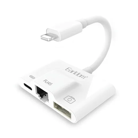 Jack Chuyển Lightning 3in1 Earldom OT53 - Kết Nối RJ45, USB 3.0, Tốc Độ Cao Cho iPhone, iPad, Phụ Kiện Số Chất Lượng
