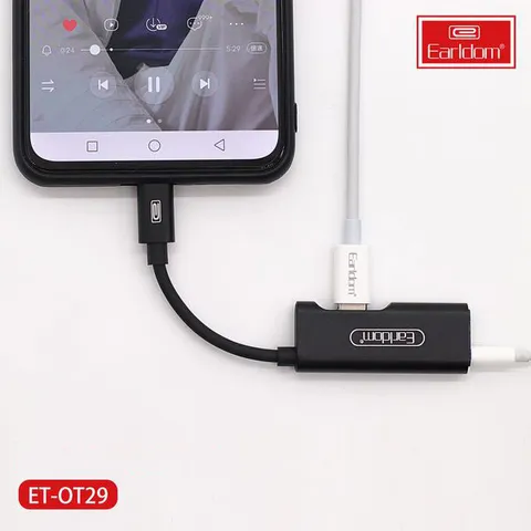 Jack Chuyển Type C 2in1 Earldom OT29 - Hỗ Trợ Nghe Nhạc & Sạc Nhanh Cho Smartphone Android, Thiết Kế Nhỏ Gọn, Dễ Dàng Mang Theo