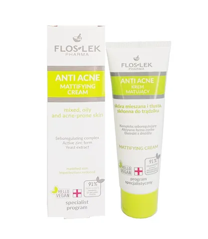 Kem Dưỡng Floslek Anti Acne Mattifying Cream 50ml - Dưỡng Ẩm, Kiểm Soát Dầu, Ngăn Ngừa Mụn Cho Da Dầu, Da Mụn