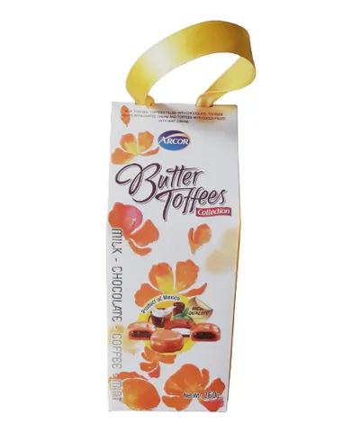 Kẹo Arcor Butter Toffees 260g - Hộp giấy quai xách, đa hương vị sữa, chocolate, cà phê, bạc hà, món ngọt hấp dẫn cho mọi lứa tuổi